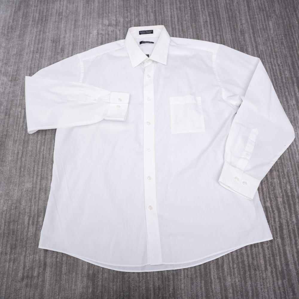 Pierre Cardin Dress Shirt Mens XL White Excellent Slim Fit Long Sleeve Button Up